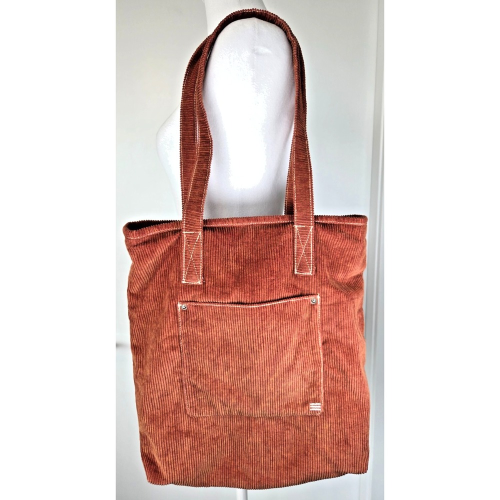 BDG Urban Outfitters Corduroy Tote Bag Button Zipper Pockets Brown Boho Preppy